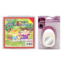 포코스 ReZo 모양펀치 R-36 + 종이나라 양면 색종이 10종 x 10p + 케이스, 1세트, 원