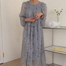 페이퍼먼츠 쉬폰 셔링 롱롱 플라워 루즈 원피스 01118