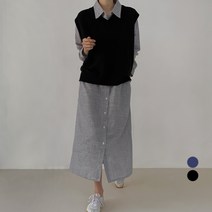 바블링브룩 여성용 루즈핏 스트라이프 셔츠 롱 원피스