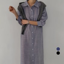 바블링브룩 여성용 루즈핏 스트라이프 셔츠 롱 원피스