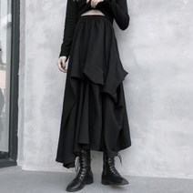 페이퍼먼츠 밴딩 플리즘 언발란스 롱 스커트 01391