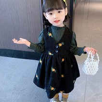 오렌지다몸 여아용 넥프릴니트 꽃 원피스 세트