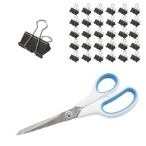 화신 더블클립 블랙 소 50p + 사무용 투톤 가위 대, 1세트