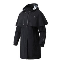 클리브랜드 여성용 케이프 탈부착 심실링 방수 코팅 사파리 레인코트 CGWRS211020, 블랙