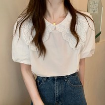 메이첼 펀칭 레이스카라 소매퍼프 블라우스 00666