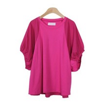여성용 아위은 나그랑 벌룬 라운드넥 반팔 티셔츠 T9589K24