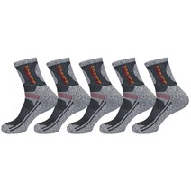 TS7 남성용 면 등산 양말 5켤레, 진그레이