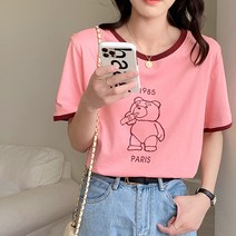 메이첼 여성용 1985 파리스 베어 라운드넥 반팔 티셔츠 00702