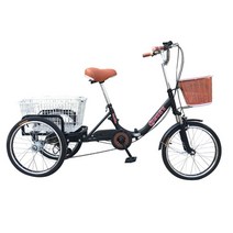 [성인용세발접이식자전거] 어른 어린이 동승 효도 엄마 삼발이 3발 2인용 성인 세발 삼륜 자전거, 접이식 브라운