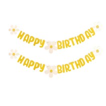 데이지 플라워 펠트지 생일 가랜드, 혼합색상, 2개