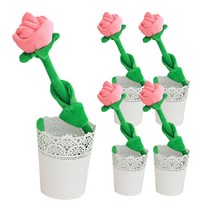 프랑온드 패브릭 장미 철사 꼬임 인형 5p, 핑크, 32cm