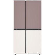 [색상선택형] LG전자 디오스 오브제컬렉션 양문형 냉장고 메탈 832L 방문설치, 클레이 핑크(상단)   베이지(하단), S834MKE10