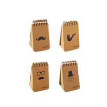 수염코 스타일 메모장 디자인1 4종 세트, 안경수염, 수염, 모자눈, 담뱃대, 1세트