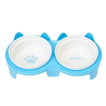 파스텔펫 반려동물 두꺼운 세라믹 더블 볼, 블루, 1개