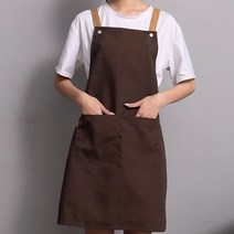아리코 똑딱이 단추 캔버스 앞치마, 브라운, 1개