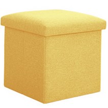 로이어 린넨 고강도 접이식 수납 사각 스툴 25 x 25 x 25 cm, 옐로우