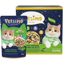 펫시모 고양이 젤리 파우치 참치와 다시마 70g x 12p, 참치 + 다시마 혼합맛, 1개