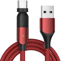 [usb회전램프] 위드웍스 180도 회전 USB-C타입 충전케이블, 1.2m, 레드