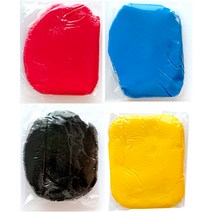 이야코 플라스틱 칼라점토 200g x 4종 세트, 1세트, 빨강, 파랑, 검정, 노랑