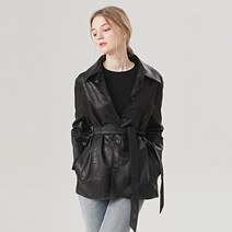 탱커스 여성용 루즈 카라 끈 포인트 레더 자켓 TU3JK013L0