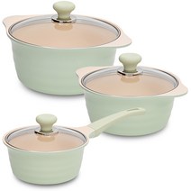 OSLO 인덕션 허브 냄비세트 3종, 편수냄비 18cm + 양수냄비 20cm + 양수냄비 24cm, 혼합색상