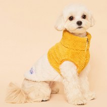 플로트 강아지 플러피후리스 민소매 콤비 집업, 옐로우