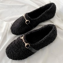 이사도라 여성용 체인장식 뽀글이 플랫슈즈 1cm