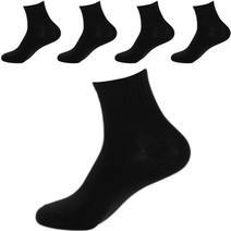 아베른 스포츠 무지 학생 중목 양말 5켤레 세트, 블랙