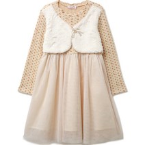 페리미츠 여아용 퍼 배색 원피스 P2242O669