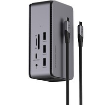 위즈플랫 다기능 USB 허브 도킹스테이션 14 in 1 USB 4.0 40 Gbps 썬더볼트 3 4 호환 CX4 DOCK, 스페이스 그레이