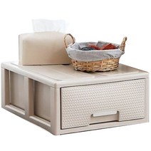 리빙스마일 베이직 라탄 대용량 플라스틱 1단 서랍장, 아이보리