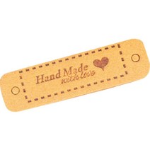 하트 포인트 영문 핸드메이드 레터링 DIY 만들기 가죽 라벨 35g, 옐로우, 50개