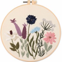 위즈앤위즈 누구나 DIY 프랑스자수 패키지 20cm, 흩날리는 꽃 02, 1세트