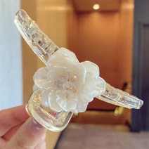 화이트 플라워 올림머리 대형 헤어집게핀