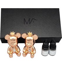 엠퓨처 크롬베어 차량용 방향제 로즈골드 + 클린코튼오일 5ml 2p 세트, 1개, 파우더, 비누향