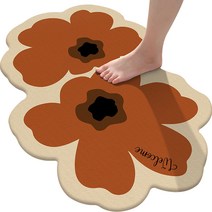 헨센 욕실 미끄럼방지 매트 플라워 60 x 90 cm, 브라운