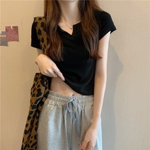 보나비 여성 크롭 미니트임 반팔티