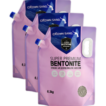크라운캣앤도그 슈퍼프리미엄 벤토나이트 고양이 모래, 6.3kg, 3개, 무향