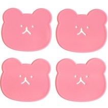 에이드엘 곰 실리콘 컵받침 4p, 크림핑크