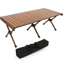캠프빌리지 알루미늄 우디 롤테이블 2세대 + 보관가방 세트, 오크