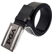 PGA 남성용 골프 천연 소가죽 펀칭 로고 벨트 PGA002, 블랙