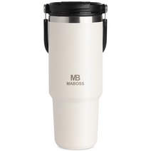 마보스 플립 핸들 이중진공 대용량 텀블러 M-8828, 화이트, 900ml