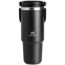 마보스 플립 핸들 이중진공 대용량 텀블러 M-8828, 블랙, 900ml