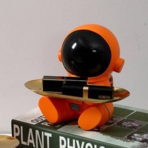 랑우정 귀여운 우주인 소품보관 저금통 인테리어 트레이 앉은, 앉은 오렌지