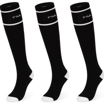 휠라골프 라인 더블 쿠션 니삭스 3켤레 세트, 블랙