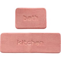 마더스홈 메모리폼 발매트 욕실 + 주방 세트, 핑크