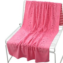 머니풀 큐티래빗 대형 극세사 비치타월, 핑크, 1개