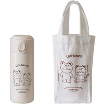 제이블룸 유니 베어스 텀블러 350ml + 파우치 세트, 아이보리, 1세트
