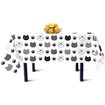 캐치 고양이 얼굴 파티 테이블보 4p, 화이트, 183 x 137 cm