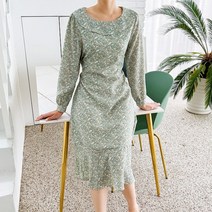 페이퍼먼츠 민트 플라워 케이프 넥 롱 플레어 원피스 05105